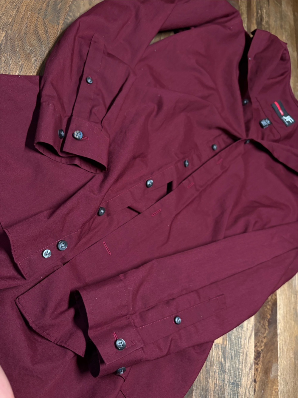 jf j.ferrar Men's Burgundy Button-Front Shirt Jacket